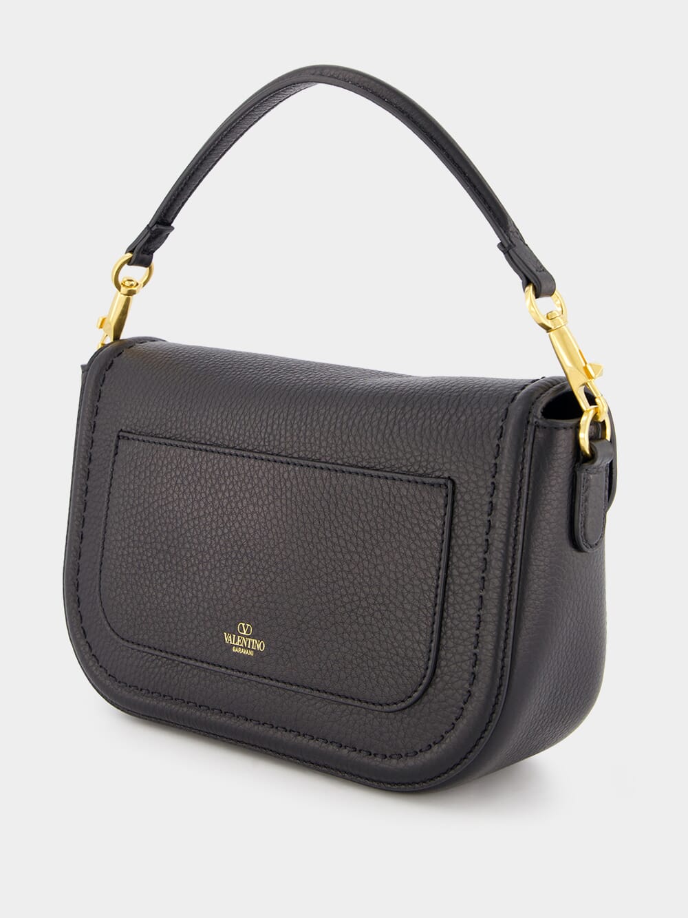 Valentino GaravaniAlltime Grainy Calfskin Black Shoulder Bag at Fashion Clinic