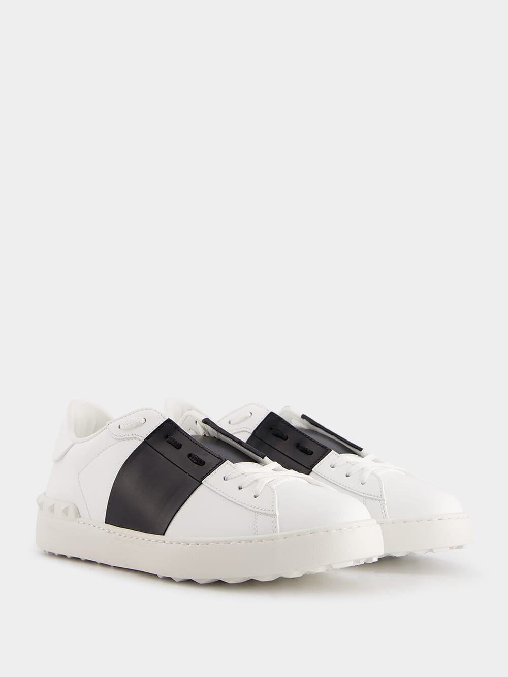 Valentino GaravaniCalfskin Open Black Sneakers at Fashion Clinic