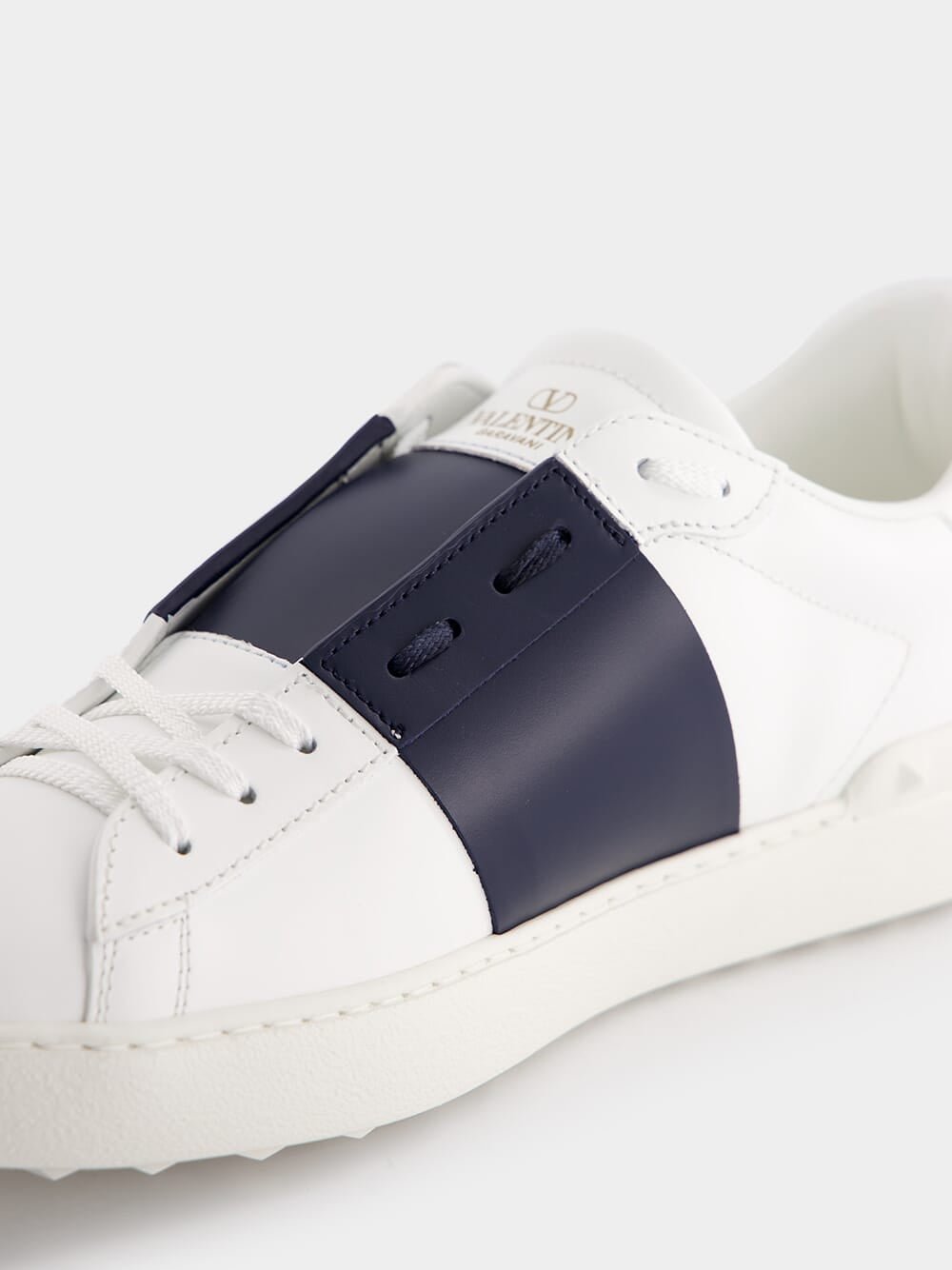 Valentino GaravaniCalfskin Open Navy Sneakers at Fashion Clinic