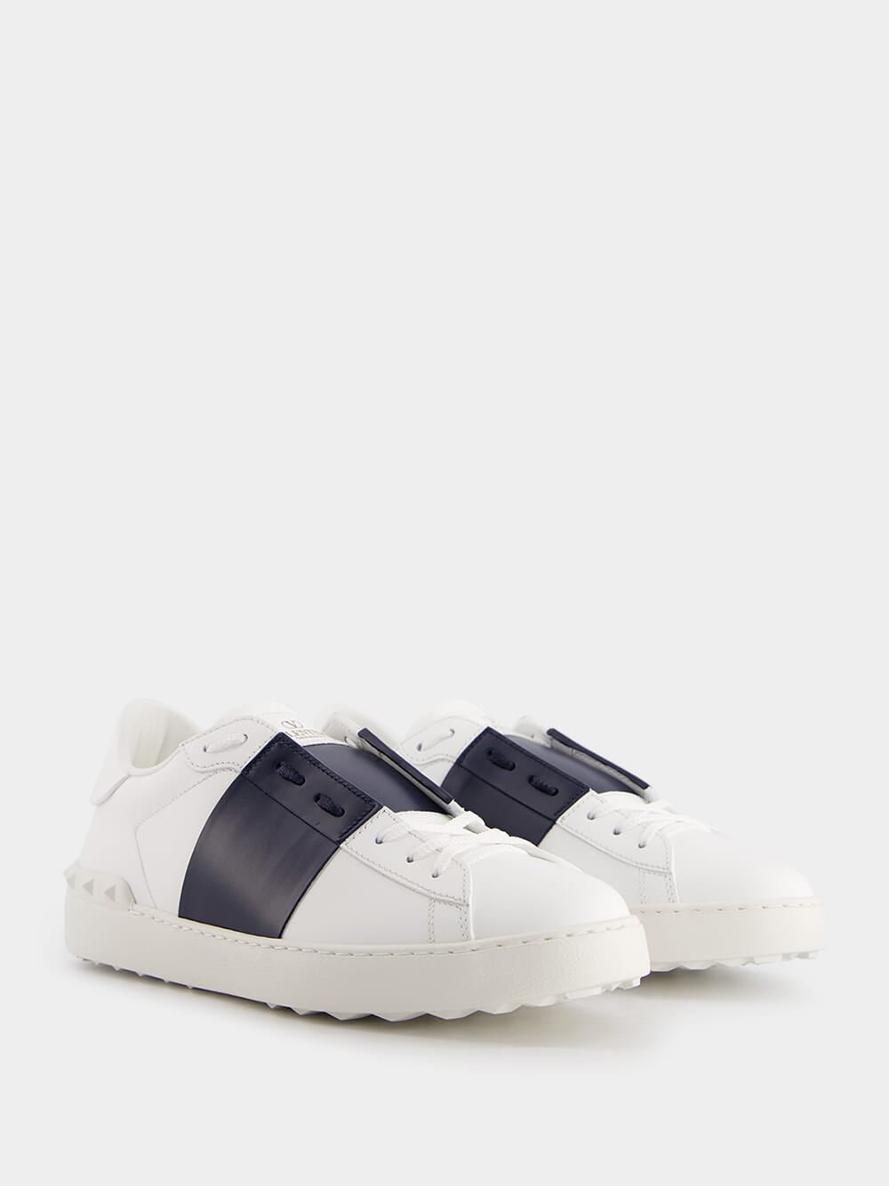 Valentino GaravaniCalfskin Open Navy Sneakers at Fashion Clinic