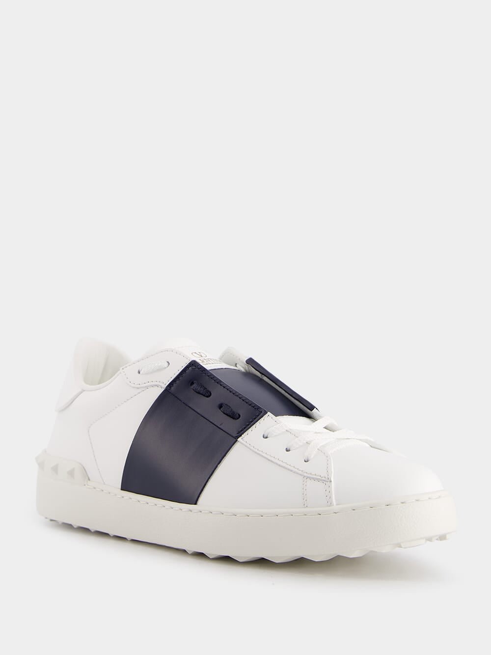 Valentino GaravaniCalfskin Open Navy Sneakers at Fashion Clinic