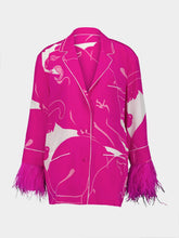 Valentino Garavani Feather-Trimmed Crêpe de Chine Blouse