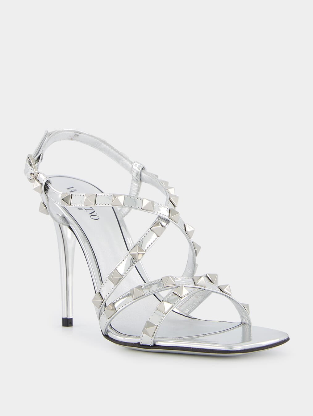 Valentino GaravaniMetallic Finish Rockstud 100mm Sandals at Fashion Clinic