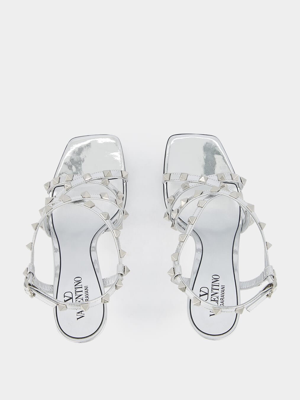 Valentino GaravaniMetallic Finish Rockstud 100mm Sandals at Fashion Clinic