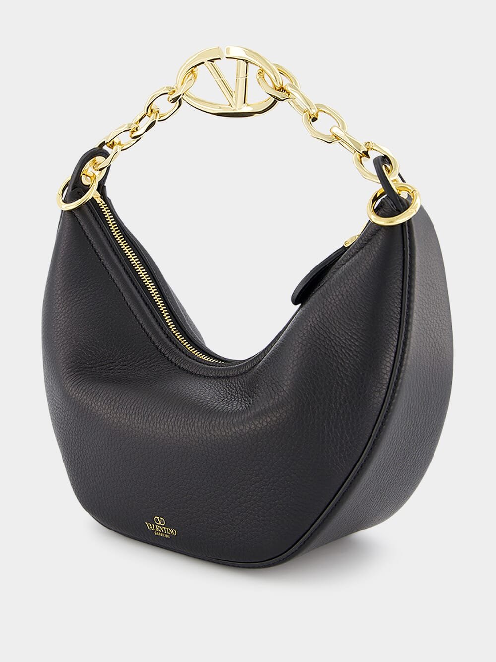 Valentino GaravaniSmall Vlogo Moon Leather Hobo Bag With Chain at Fashion Clinic