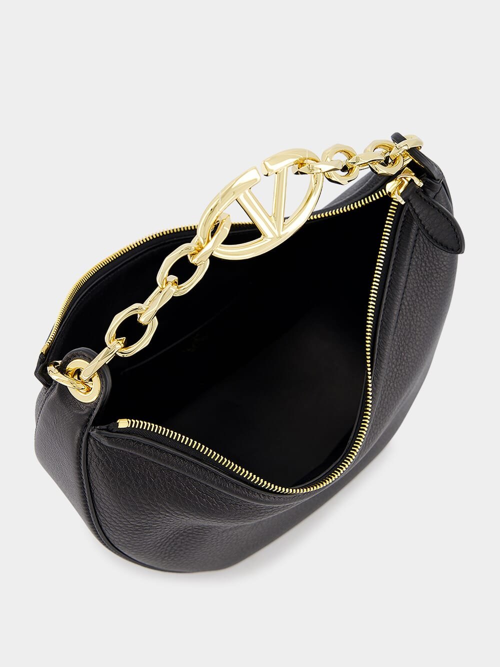 Valentino GaravaniSmall Vlogo Moon Leather Hobo Bag With Chain at Fashion Clinic