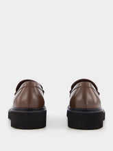 Valentino Garavani V Logo Signature Calfskin Leafers in Brown