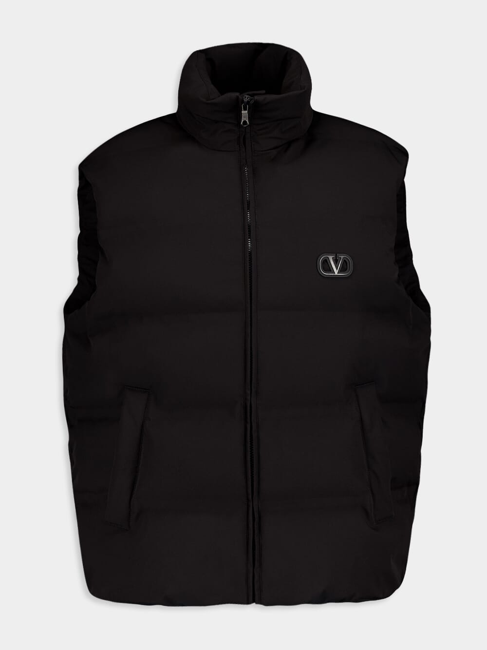 Valentino GaravaniVLogo Nylon Hooded Black Waistcoat at Fashion Clinic