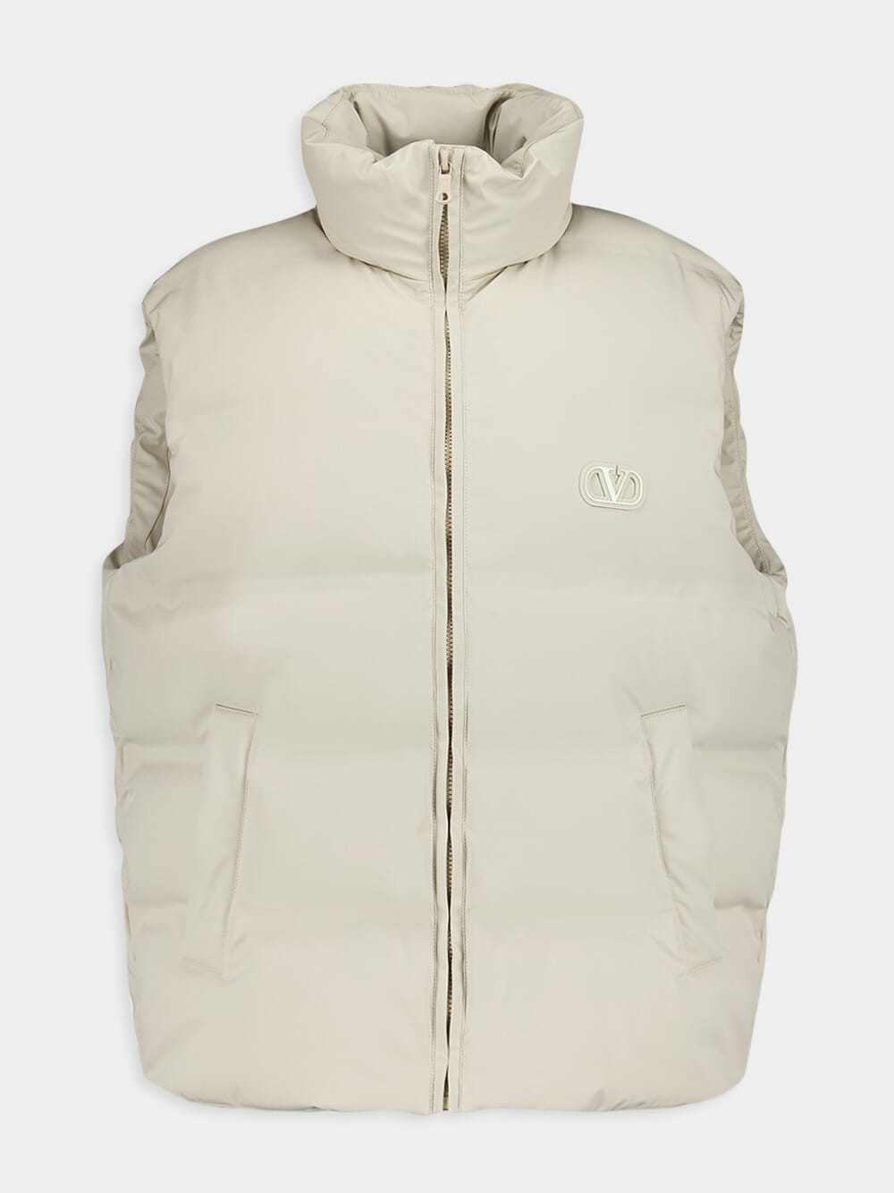 Valentino GaravaniVLogo Nylon Hooded Cream Waistcoat at Fashion Clinic