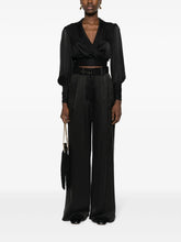 Zimmermann Tuck Wide-Leg Black Silk Trousers