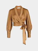 Zimmermann Wrap-Style Brown Silk Blouse